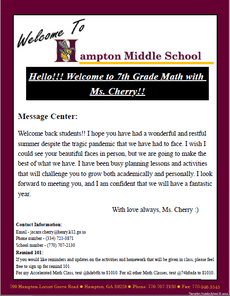 Welcome Back Letter 